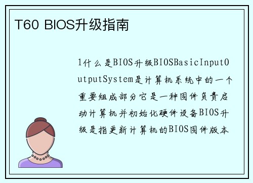 T60 BIOS升级指南